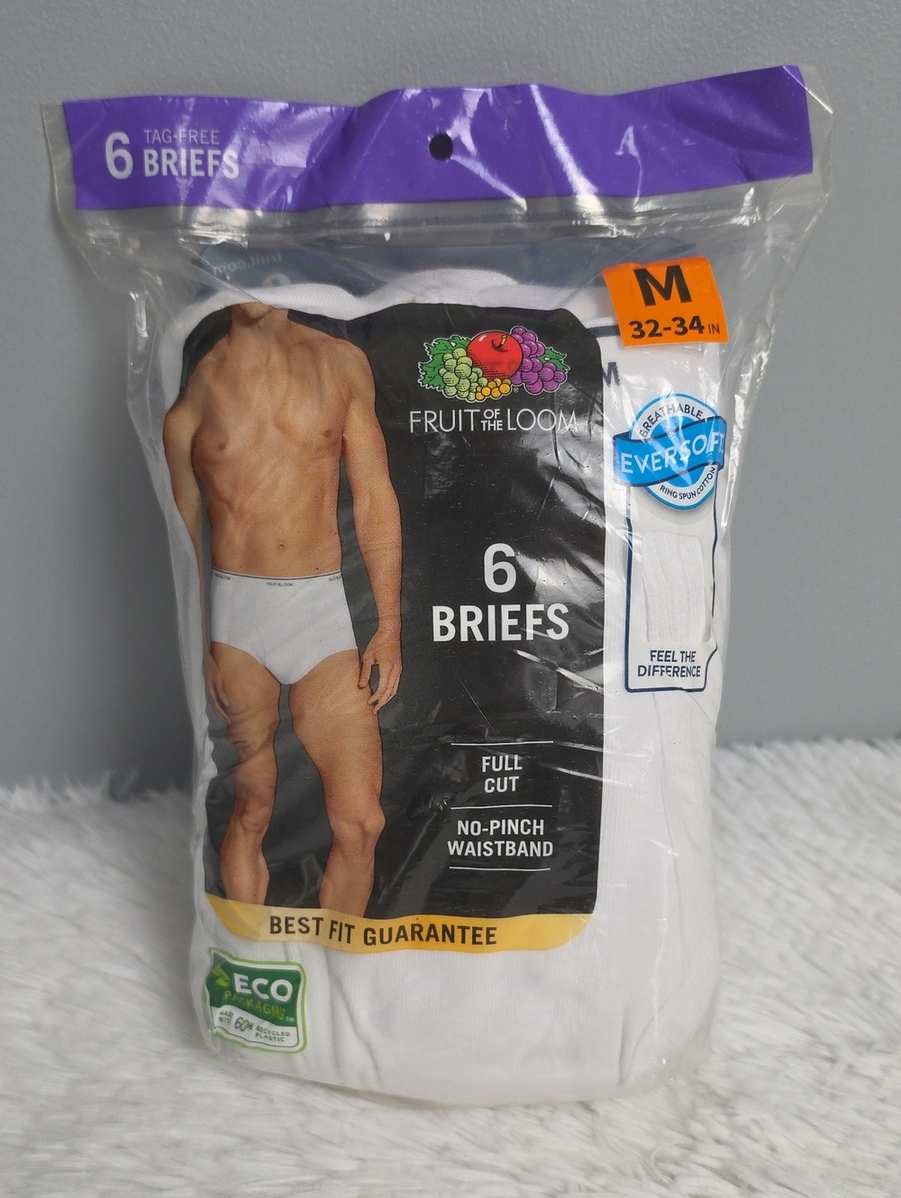 Fruit of the Loom Men’s White Briefs - Pack of 6, NEW